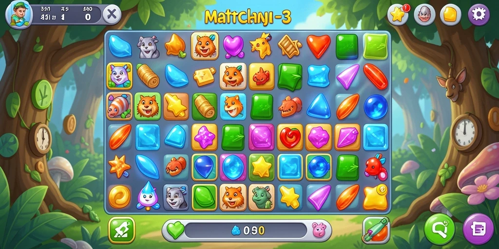 Screenshot gameplay <strong>3446</strong> menunjukkan suasana seru permainan Match-3.