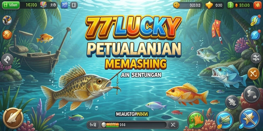 Gameplay menarik dari 777LUCKY dengan berbagai ikan dan lokasi memancing.