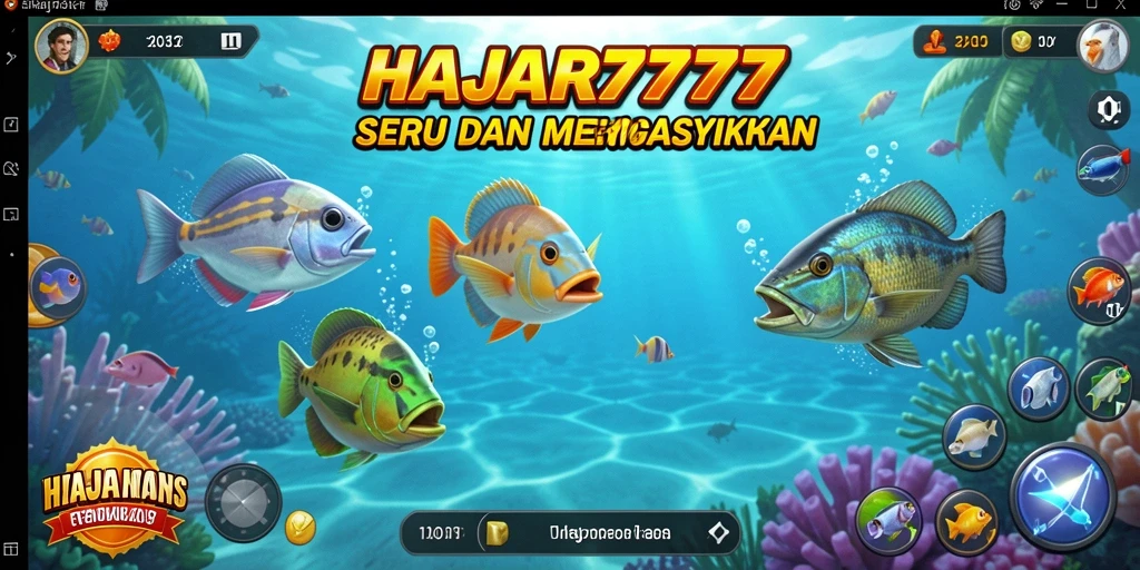 Screenshot gameplay HAJAR777 menembak ikan yang penuh aksi.