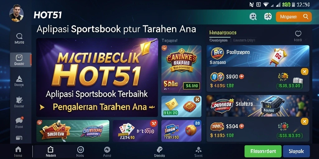 Screenshot HOT51 menampilkan antarmuka sportsbook yang menarik dan informatif.