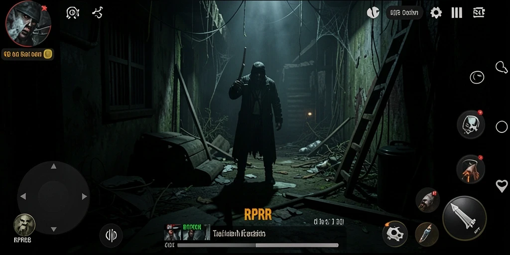 Screenshot gameplay RPRR menampilkan suasana mencekam dan penuh ketegangan.