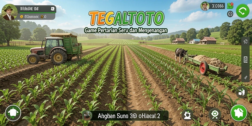 Gameplay TEGALTOTO yang menampilkan kegiatan bertani yang menyenangkan.