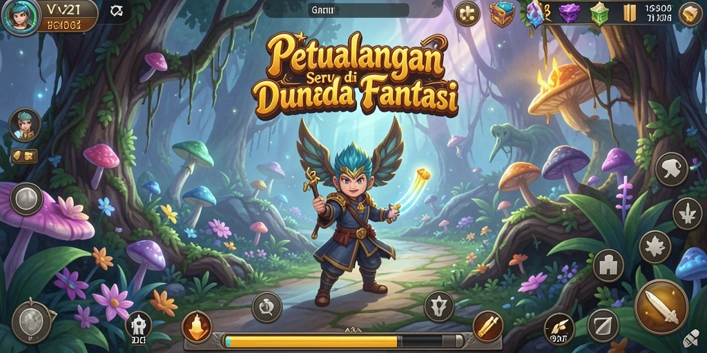 Screenshot gameplay V21 dengan aksi petualangan seru.