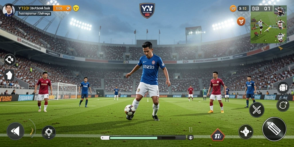 Tampilan gameplay YY123 dengan aksi sepak bola yang mendebarkan.